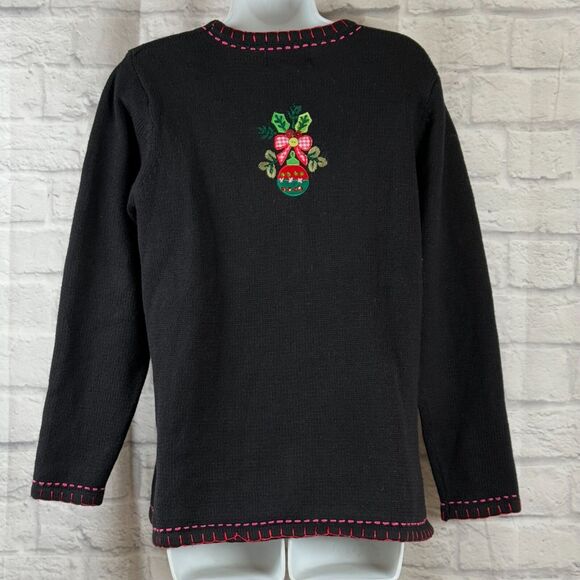 Quacker Factory Christmas Tree Small Sweater Jeanne Bice Women's Embroidered - Picture 5 of 8